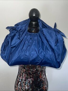 GAP blue nylon hobo tote bag with side knots.